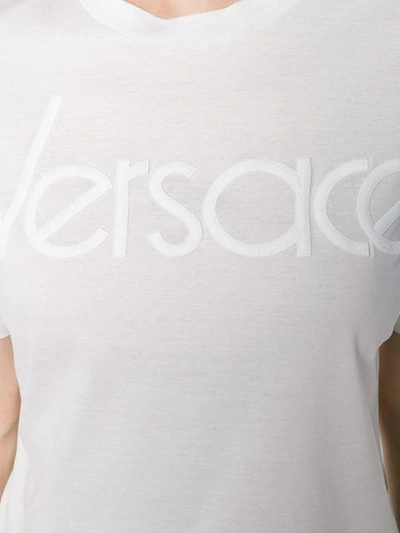 Shop Versace Jeans Tone On Tone Logo T-shirt In White
