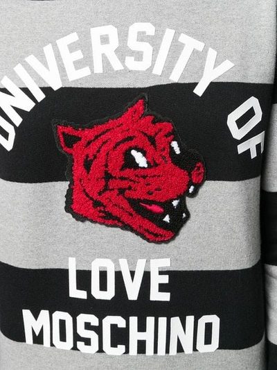 Shop Love Moschino Striped University Jumper In Black