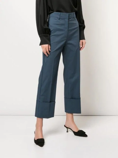 ROCHAS APPLIQUÉ STRIPE CROPPED TROUSERS - 蓝色