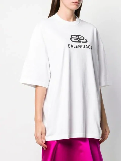 BALENCIAGA BB LOGO超大款T恤 - 白色