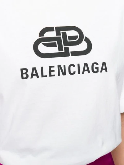 Shop Balenciaga Oversized Bb Logo T-shirt In White