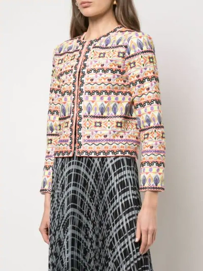 Shop Alice And Olivia Kidmand Embroidered Box Jacket In Yellow