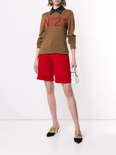 Shop N°21 Flared Shorts In Red