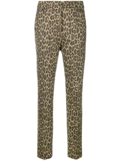 Shop Max Mara Skinny Leopard Print Trousers In Brown