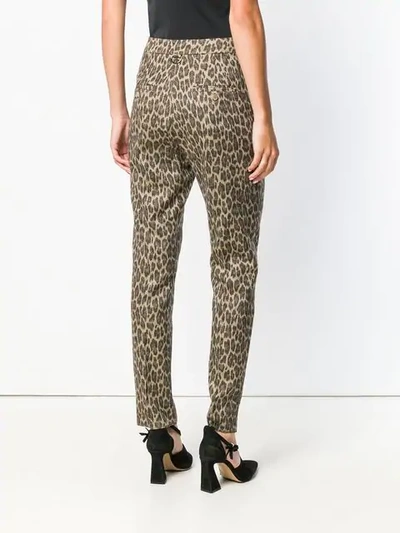 Shop Max Mara Skinny Leopard Print Trousers In Brown