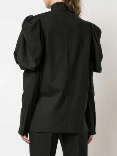 Shop Vera Wang Puff Sleeve Shirt In Black
