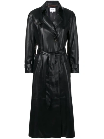 Shop Nanushka Belted Trench Coat In Black