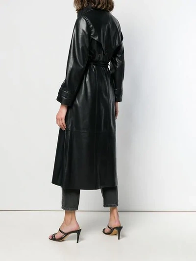 Shop Nanushka Belted Trench Coat In Black