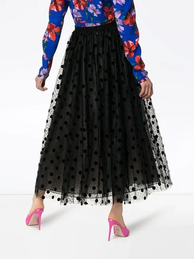 Shop Erdem Lindie Layered Tulle Polka Dot Full Skirt In Black