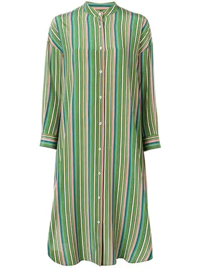 Shop Aspesi Striped Midi Dress In Green