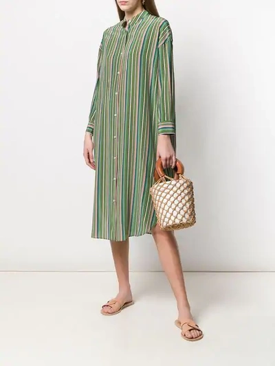 Shop Aspesi Striped Midi Dress In Green