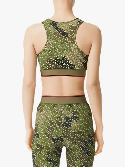 Shop Burberry Monogram Print Stretch Jersey Bra Top In Green