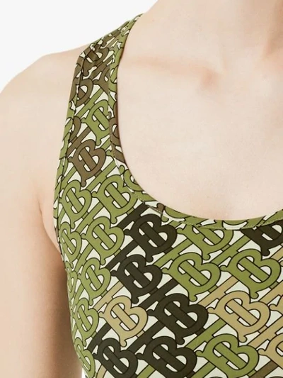 Shop Burberry Monogram Print Stretch Jersey Bra Top In Green