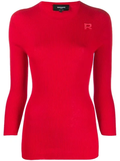 Shop Rochas Ribbed Knit Jumper In Red