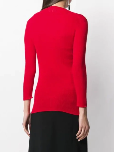 Shop Rochas Ribbed Knit Jumper In Red
