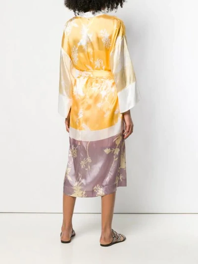 Shop Forte Forte Floral-print Satin Kimono In Yellow