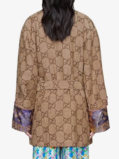 Shop Gucci Gg Linen Jacket In Brown