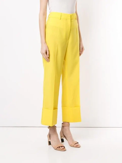 Shop Rochas Wide Leg Cropped Trousers In Yellow