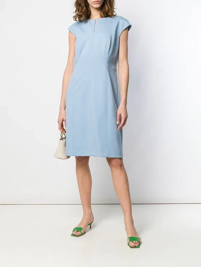 Shop Akris Punto Fitted Midi Dress In Blue