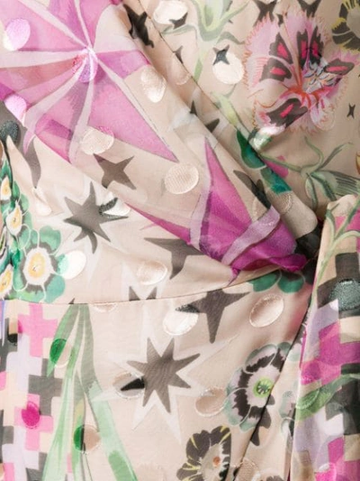 Shop Temperley London Geometric Floral Wrap Dress In Neutrals