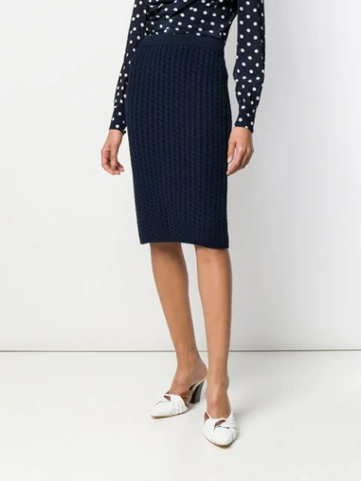 Shop Alessandra Rich Cable Knit Skirt In 1044 Blue Navy