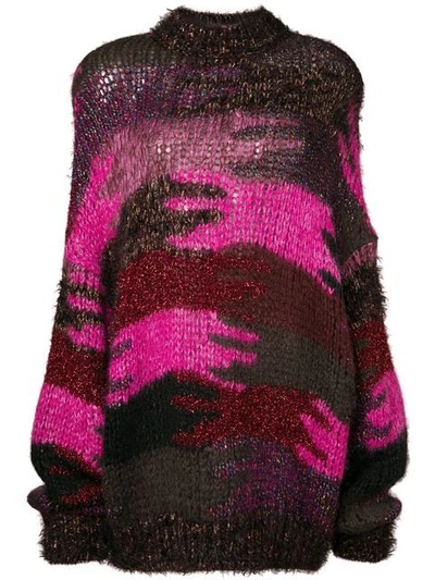 Shop Saint Laurent Camouflage Jacquard Knit Jumper In Pink