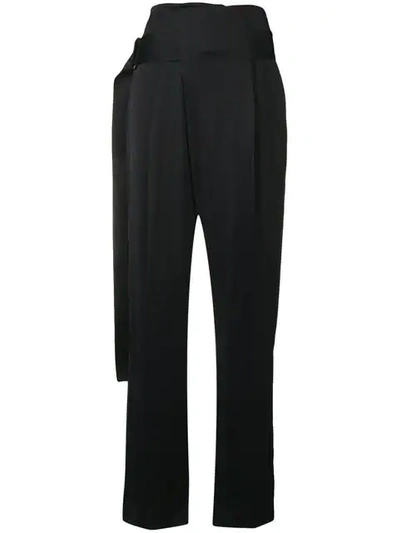 Shop Victoria Beckham Flowing Straight Trousers In Black