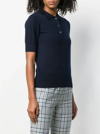 Shop Extreme Cashmere Fine Knitted Polo Top In Blue