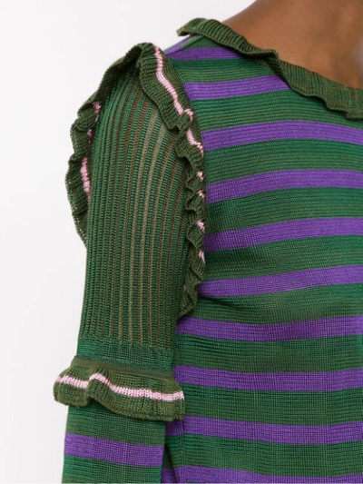Shop Andrea Bogosian Striped Knit Blouse In Green