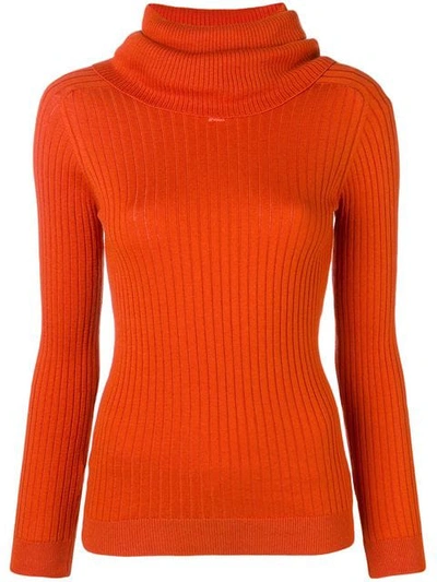 Shop Courrèges Roll Neck Fitted Sweater In Orange