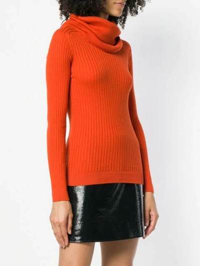 Shop Courrèges Roll Neck Fitted Sweater In Orange