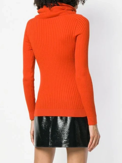 Shop Courrèges Roll Neck Fitted Sweater In Orange
