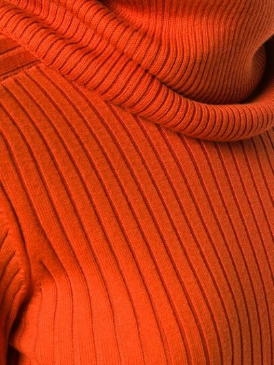 Shop Courrèges Roll Neck Fitted Sweater In Orange