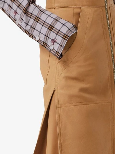 Shop Burberry Lambskin High-waisted Skirt In Neutrals