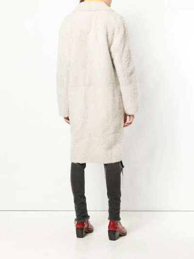 Yves Salomon Oversized Shearling Coat In White