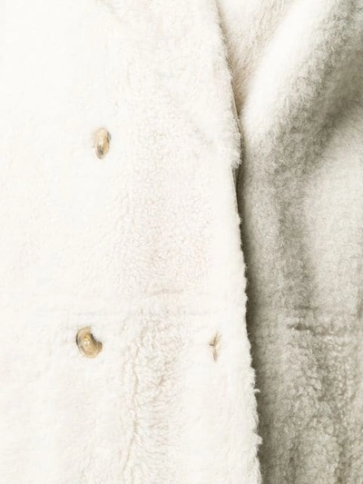 Yves Salomon Oversized Shearling Coat In White