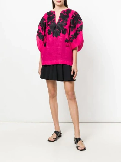 Shop Vita Kin Embroidered Leaf Style Blouse In Pink