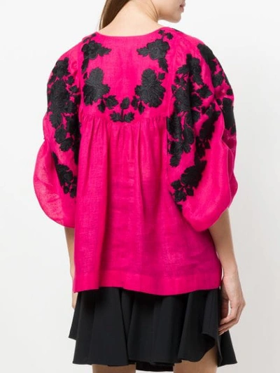 Shop Vita Kin Embroidered Leaf Style Blouse In Pink