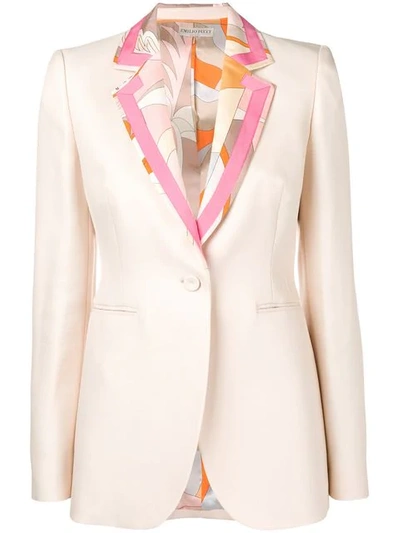 Shop Emilio Pucci Acapulco Print Insert Tailored Jacket In Neutrals