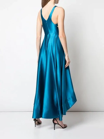Shop Aidan Mattox Flared Gown With Cut-outs In Peacock