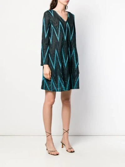 Shop M Missoni Zig-zag Pattern Short Dress In Blue