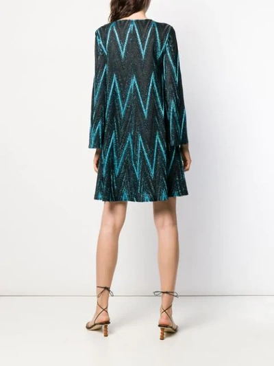 Shop M Missoni Zig-zag Pattern Short Dress In Blue