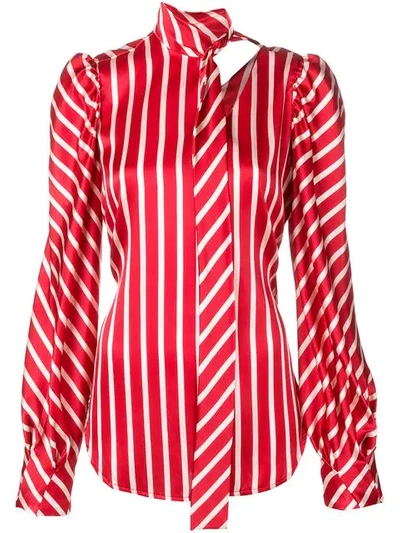 Shop Silvia Tcherassi Juliette Stripe Blouse - Red