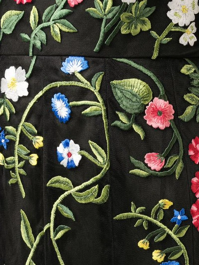 Shop Oscar De La Renta Floral Embroidered Tulle Gown In Black