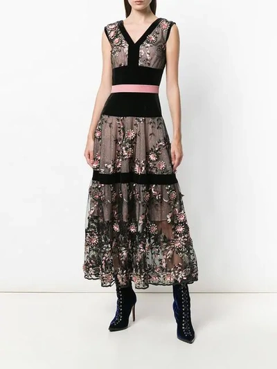 Shop Talbot Runhof Embroidered Tulle Dress In Black