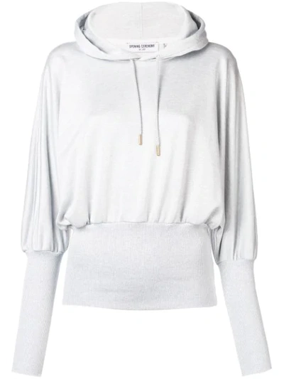 Shop Opening Ceremony Ribbed Waist Hoodie In Grey