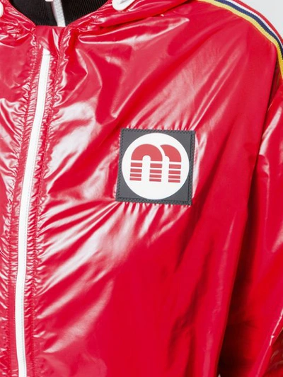 Shop Miu Miu Logo Parka Coat - Red