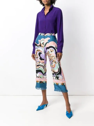 Shop Emilio Pucci Abstract Print Cropped Trousers In Blue