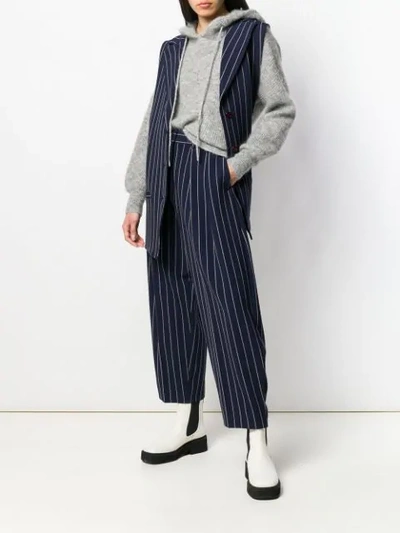 Shop See By Chloé Pinstripe Longline Waistcoat In Blue