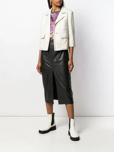 Shop Marni Cropped Fitted Jacket In 00w13 Antique White
